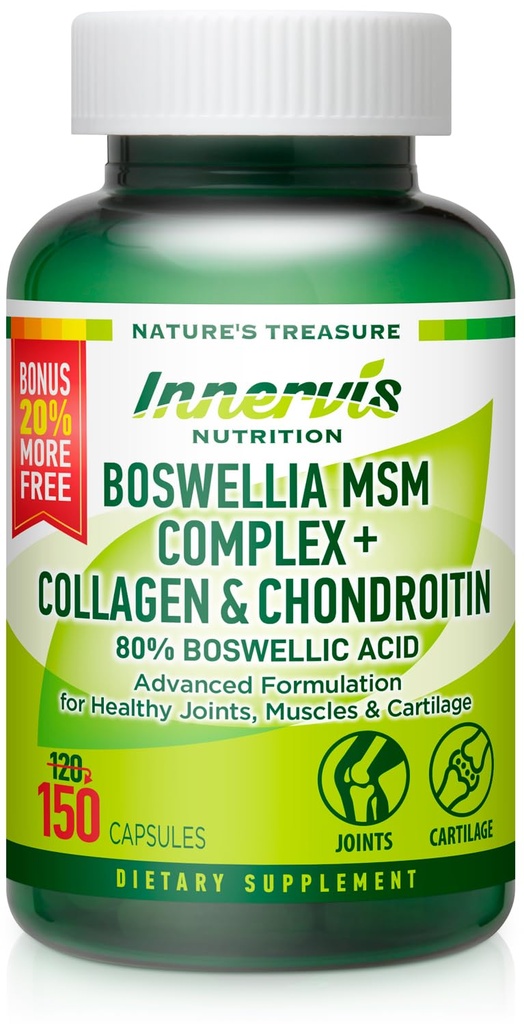 Boswellia MSM Complex 150 Caps – Supporta la salute comune | Collagene, Condroitina, Turchese