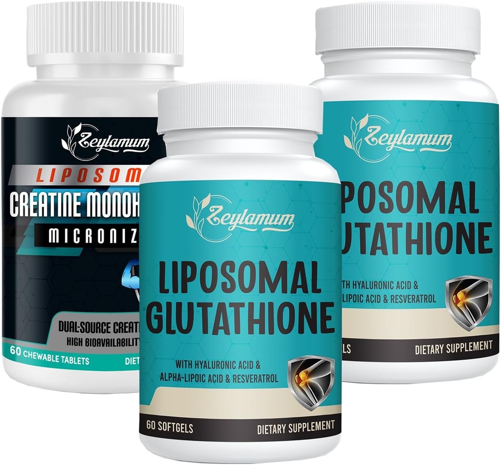 Liposomal Glutathione Softgels - 120 Softgels + Creatina Monoidrato Micronizzato - 60 Conti