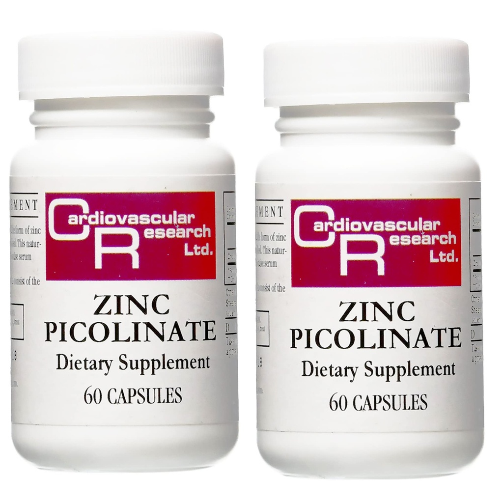 Ricerca cardiovascolare Zinc 25 mg Zinc Picolinate 120 Capsule - per il supporto del sistema immunitario - Due Bottiglie Bundle