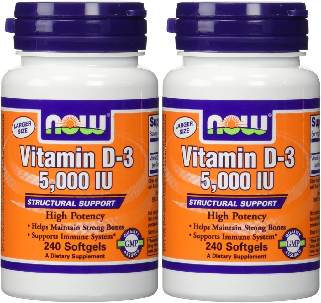 NOW Alimenti Vitamina D3 5000 Iu, 240-softgels (Pacchetto di 2)