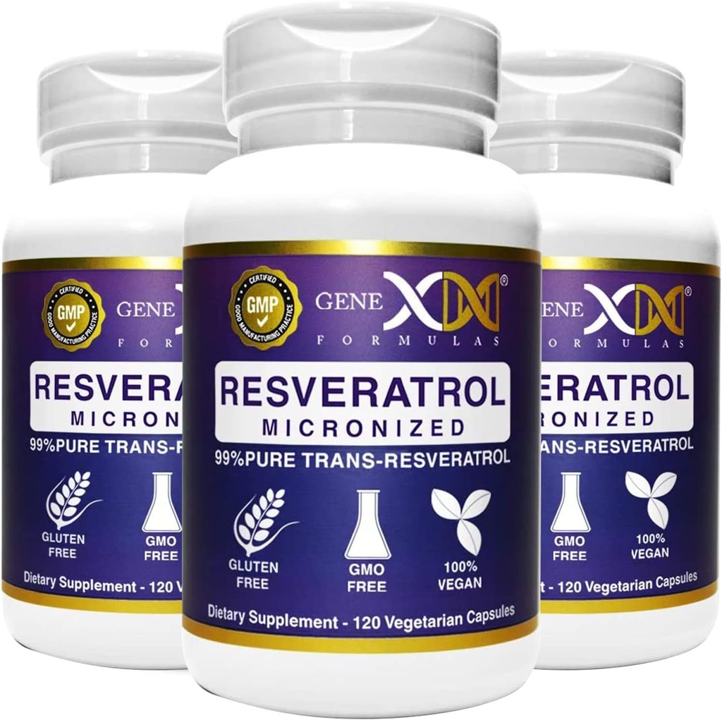 Genex Formulas 99% Trans-Resveratrolo micronizzato con BioPerine per l'assorbimento 1000mg | Pure Organic Pharmaceutical Grade Trans-Resveratrolo Capsule per l'invecchiamento sano, 120 capsule (3)