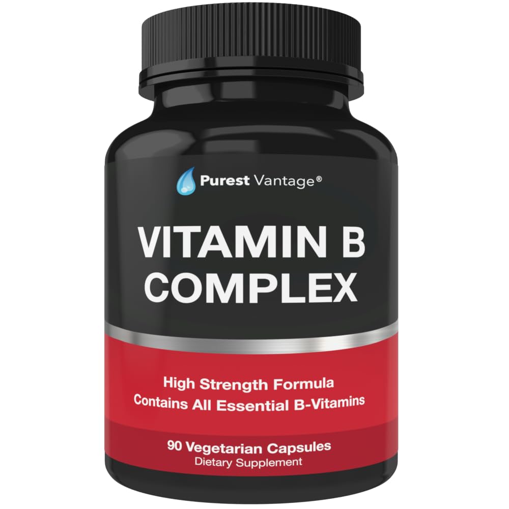 Vitamine B Complex Vitamine B12, B1, B2, B3, B5, B6, B7, B9, Acido Folico - Super B Vitamine Complesso per Donne, Uomini, Adulti - 90 Capsule Vegetariani