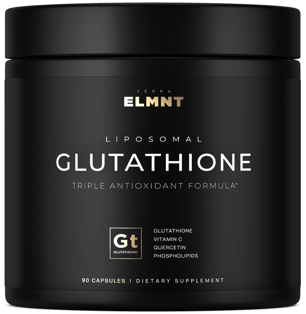 ELMNT 2150mg Super Liposomal Glutathione Supplemento w. Vitamina C, Quercetin & Pure L Glutathione 2000mg Triple Action Formula Glutathione Liposomal Supplement w. Phospholipid Layer - 90 Pillole, Non OGM
