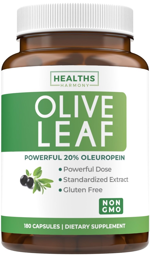 Estratto di foglie di oliva super resistenza - Vegan non OGM 750mg di estratto di oliva con 20% Oleuropein Antiossidante supplemento per la pelle immunità e il supporto di salute del cuore - Made in the USA (6 mesi di fornitura)