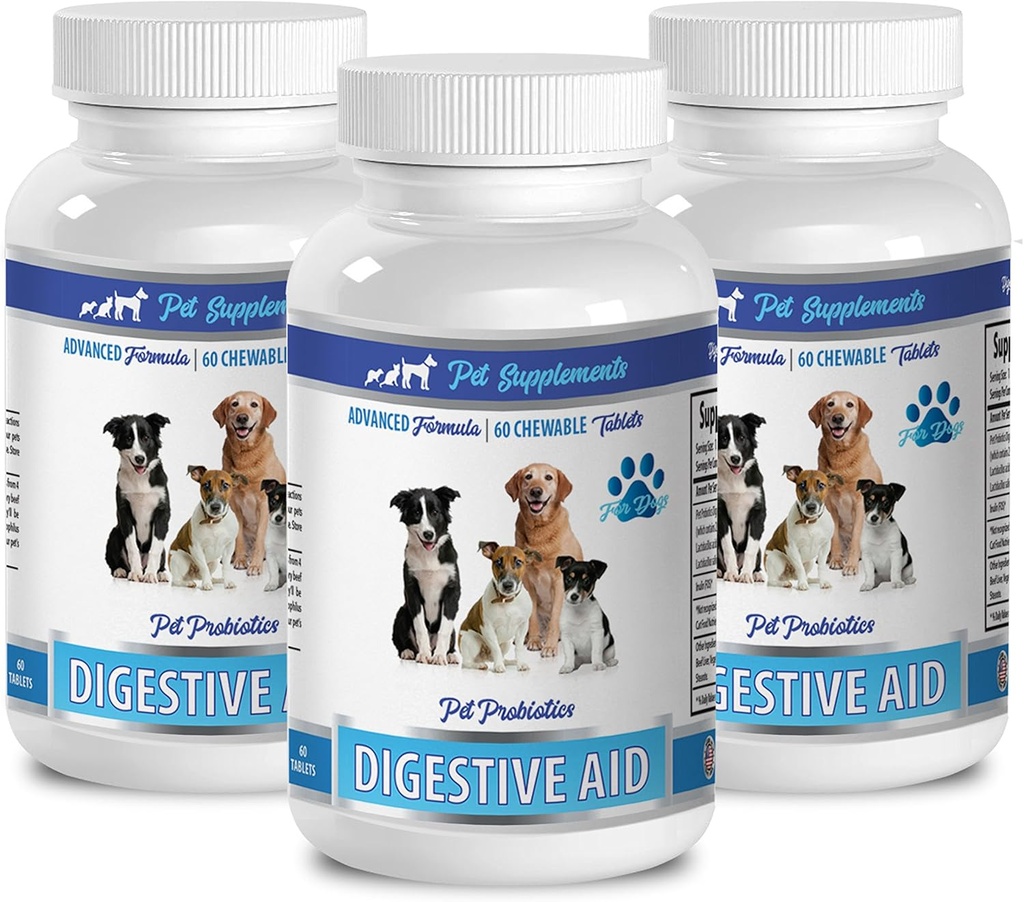 enzimi digestivi per cani 8 oz - DOG DIGESTIVE AID PROBIOTICS - NATURAL APPROACH - SOLUZIONE A BAD BREATH E GAS - COUNTER DIARRHEA - probiotici cane usa - 3 bottiglie (180 Treats)