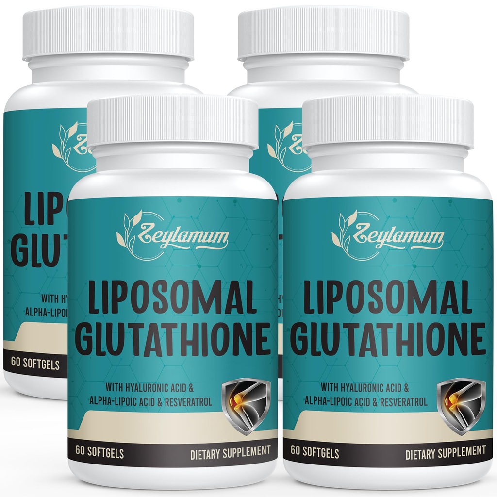 2400 MG Liposomal Glutathione Softgels, Max Absorption, Active Form L-Glutathione Ridotto (GSH), con Acido Ialuronico, Resveratrolo, Antiossidanti Master per Detox, Cervello, Immune System, 240 Softgels