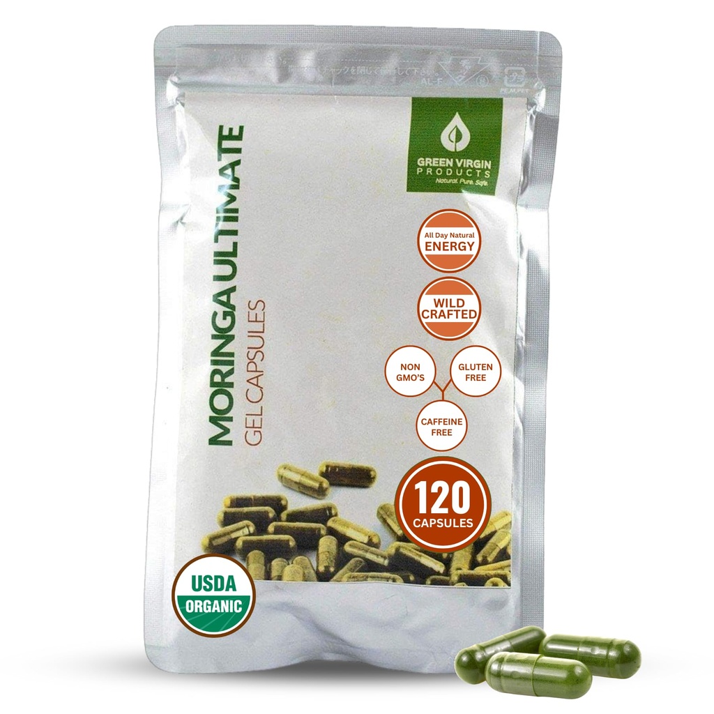 Moringa | 90 capsule vegane | Polvere di foglie di Moringa pura