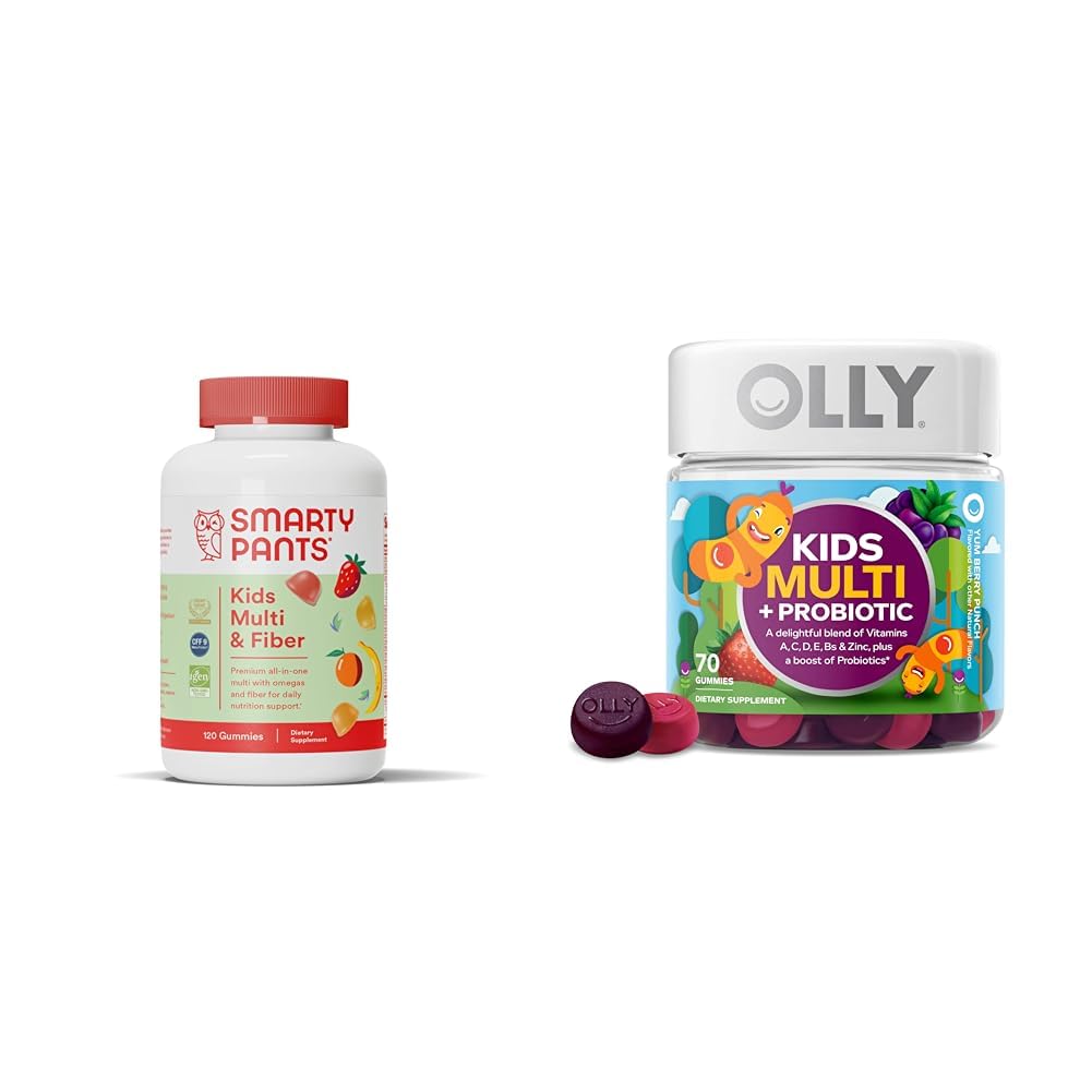 SmartyPants Kids Multivitamin Gummies e Fibra Supplemento: Omega 3 Fish Oil & OLLY Kids Multivitamin + Probiotico Gummy, Digestivo e Supporto Immune