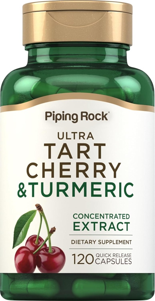 Piping Rock Turmeric e Tart Cherry Capsule | 120 Count | con Black Pepper Extract | Vegetariano, Non OGM, Gluten Free Supplement