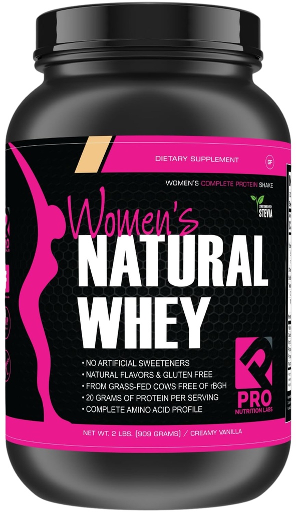 Polvere di proteine del siero per la polvere di Vanilla delle donne - Basso Carbo senza glutine erba-Fed rBGH-Free - Supporta la perdita di peso - naturale Stevia ha addolcito la proteina Shake, 20g (Creamy Vanilla, 2lb)