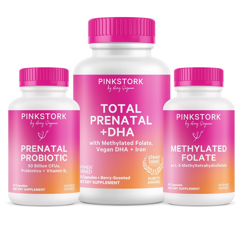 Cicogna rosa Totale Prenatale, Probiotici & Methyl Folate – Gravidanza Benessere Bundle
