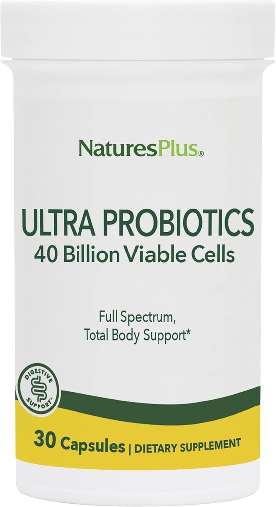NaturesPlus Ultra Probiotics - 30 Capsule Vegan - Full Spectrum Total Body Support - Include Acai Prebiotici - 30 Serve
