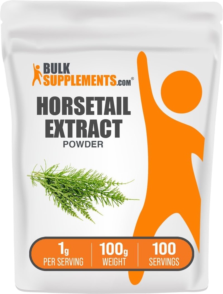 BulkSupplements.com Estrarre la polvere - Erba di coda di cavallo - Integratori di silice, senza glutine, 1g per porzione, 100g (3,5 oz) (Pacchetto di 1)