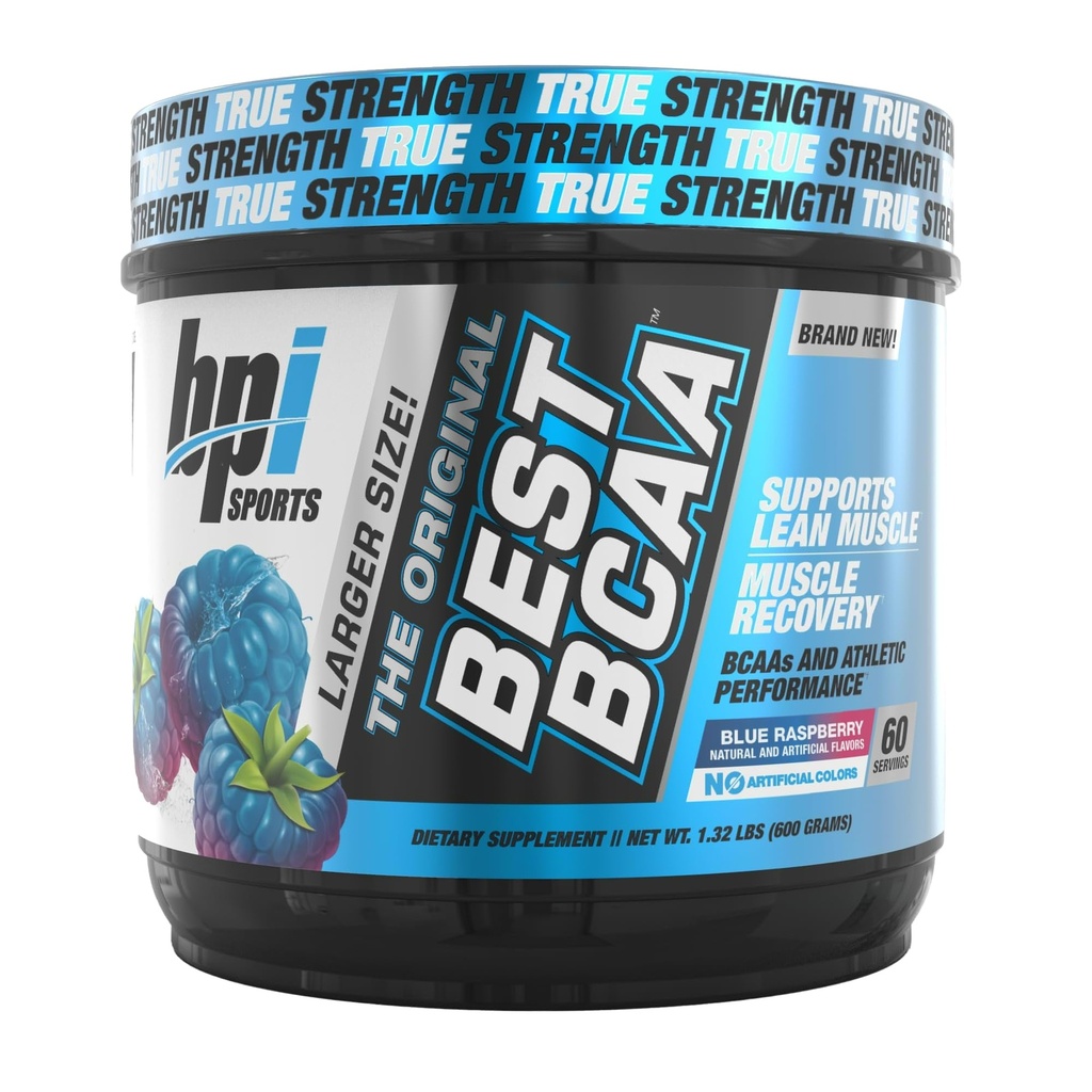 BPI Sports Best BCAA - BCAA Powder - Branched Chain Amino Acids - Muscle Recovery - Muscle Protein Synthesis - Improved Performance – Hydration – Blue Raspberry - 60 Servings - 21.12 Oz