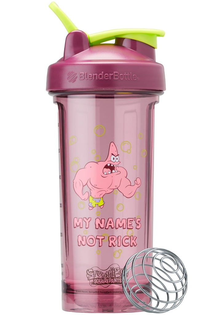 BlenderBottle Spongebob Shaker Serie Pro Perfetto per Protein Shakes and Pre Workout, 28-Ounce, Rosso, I miei nomi Non Rick