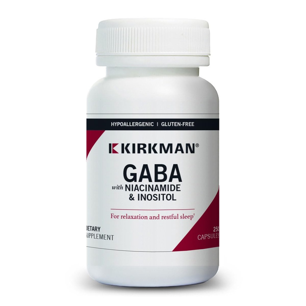 Kirkman - GABA con Niacinamide & Inositol - 250 capsule - Supporti Rilassamento - Supporti sonno riposante - Soluzioni anallergiche