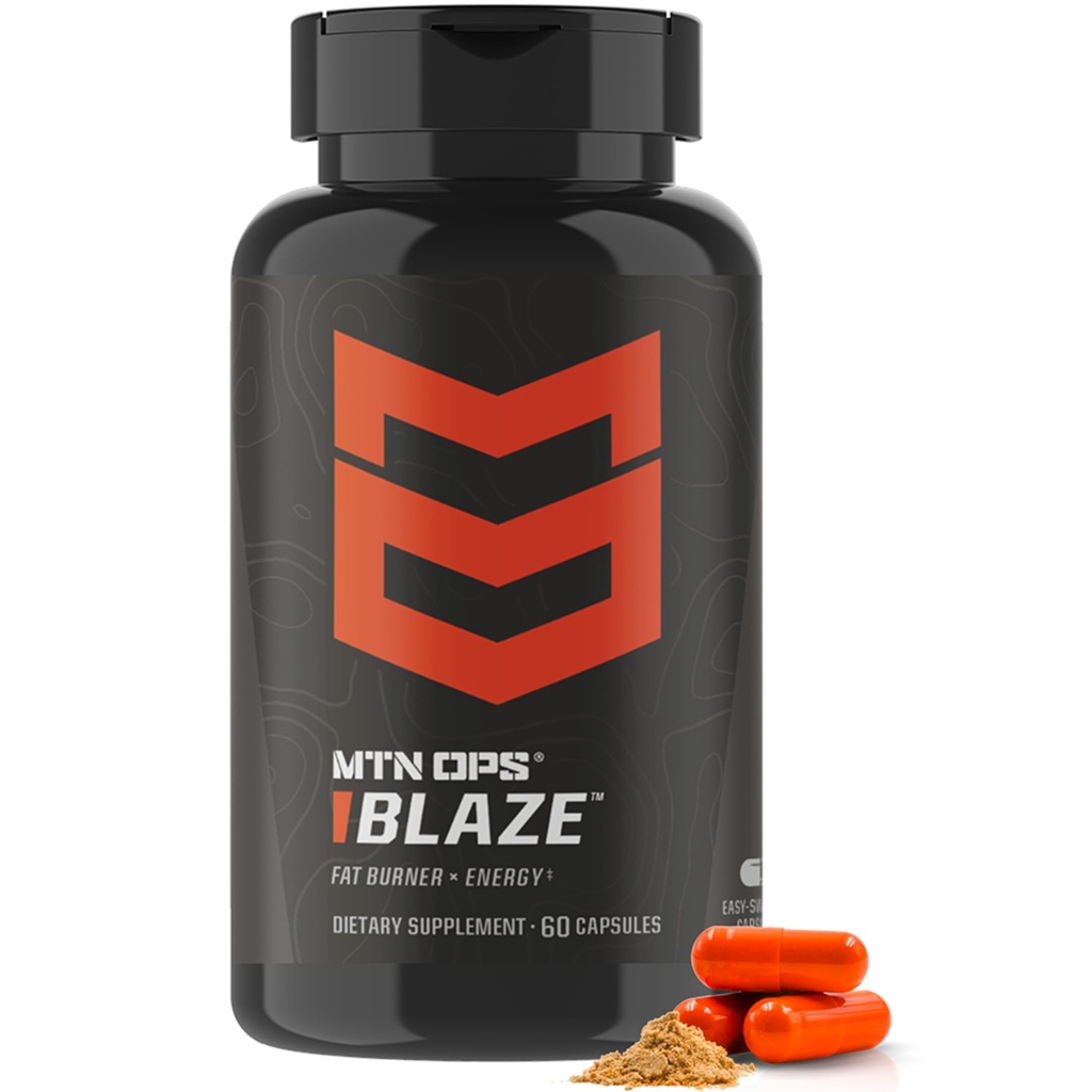 MTN OPS Blaze Fat Burner & Termogeno Metabolismo Booster per la perdita di peso, 210 mg di caffeina per servire pillole di caffeina per l'energia Boost, 30 Serve