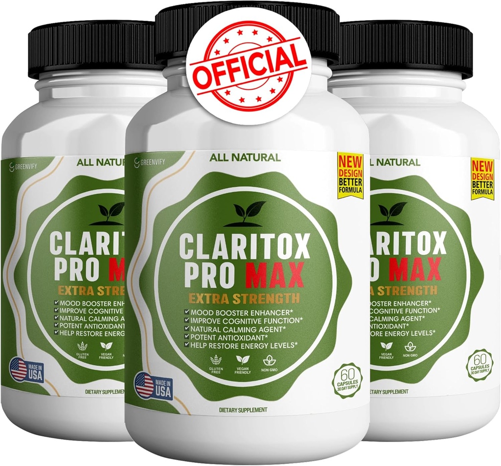Claritox Pro Max Extra Forza Supplemento, Mood Booster, Funzione cognitiva Enhancer, 180 capsule (3)
