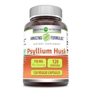 Incredibile formulas Psyllium Husk 750mg Veggie Capsule Supplemento | Non OGM | Gluten Free | Made in USA | Adatto per vegetariani (120 Conte)