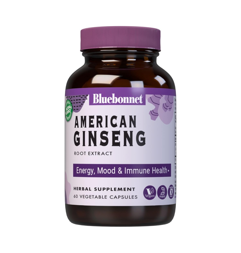 BlueBonnet American Ginseng Root Extract Supplemento, 60 conte