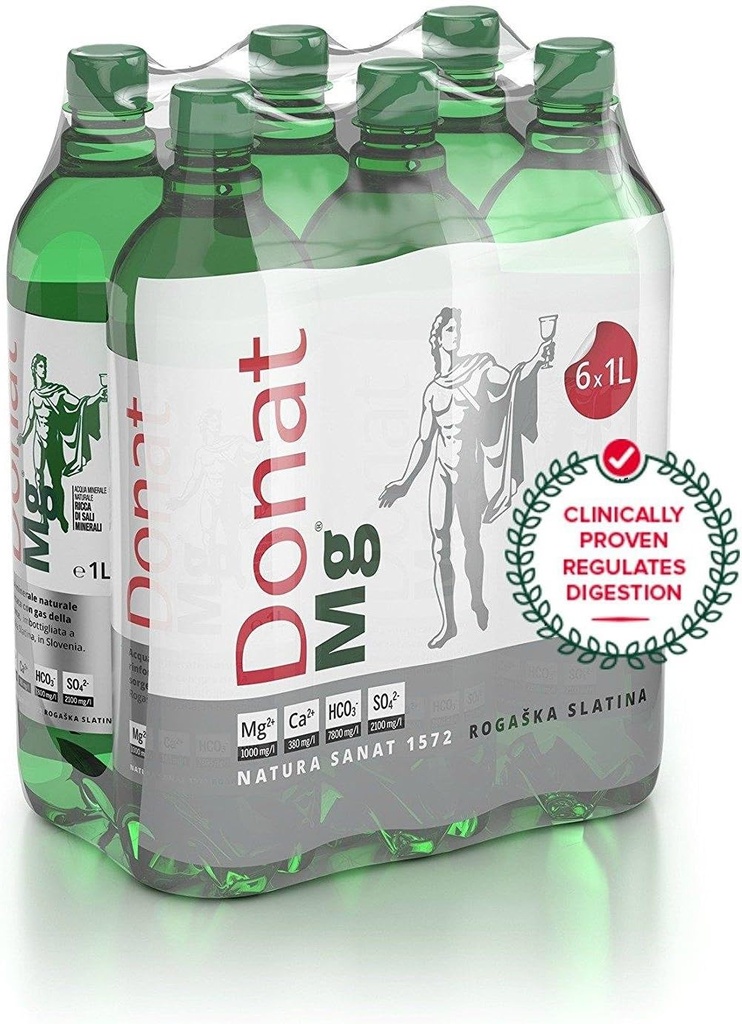 Acqua di Magnesio Naturale - 1000mg Magnesio in 1000ml ''Donat Mg'' Bulk Pack 6x1L