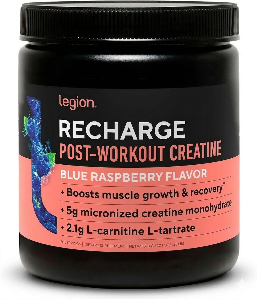 LEGION Recharge Post Workout Supplement - Tutto Natural Muscle Builder & Recovery Drink with Micronized Creatine Monohydrate Naturally Sweetened & Flavored (Unflavored, 30 Serving)