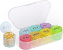 NatureTouch Organizzatore di pillole settimanali, BPA organizzatore di medicina gratuita Rainbow 7 Day Pill Box, Conatainer di pillole portatile giornaliero per Pills/Vitamin/Fish Oil/Supplements [Lastest Version]