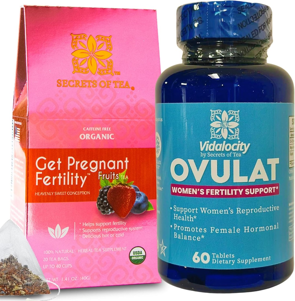 Segreti di fertilità del tè Bundle - Fertilità Tea e integratori di fertilità per le donne, vitamine prenatali con inositolo, Vitex e Folate per aiutare a sostenere l'equilibrio dell'ormone per le donne