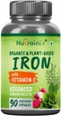 Supplemento di ferro organico con vitamina C, barbabietola, foglie di spinaci per la funzione del globo rosso - 90 capsule vegetariane
