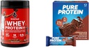Six Star Elite 100% Whey Protein Plus Triple Chocolate 1.8lbs e Pure Protein Chocolate Deluxe Bars 12 Count Pack