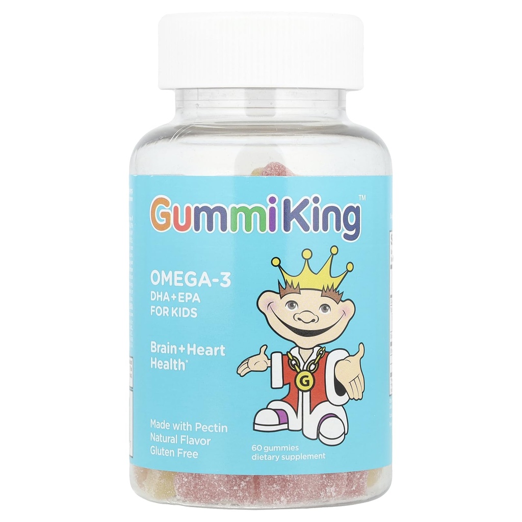 Gummi King DHA Omega-3 Supplemento, Limone / Arancione / fragola, 60 Conte