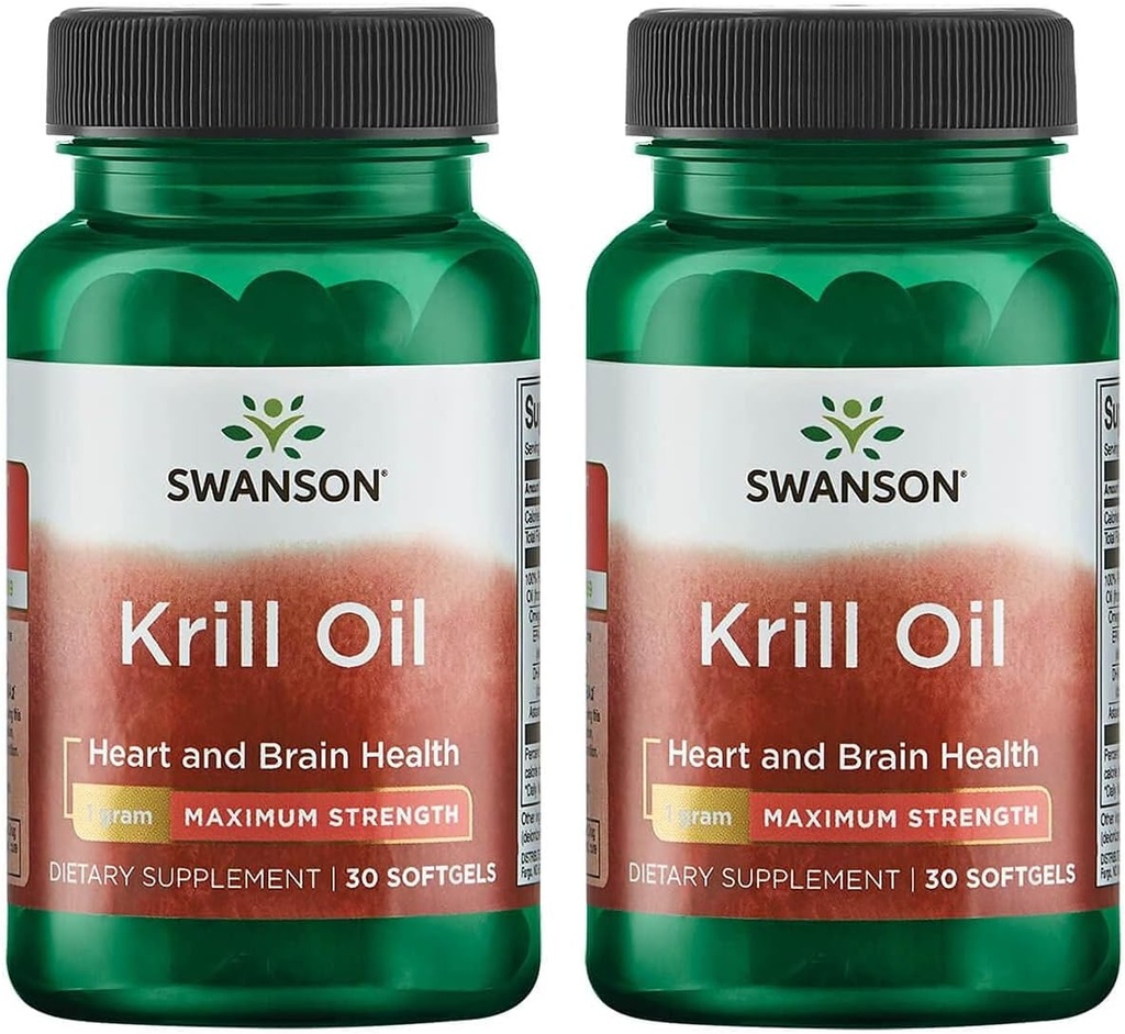 Swanson EFAs- Krill Oil - Forza massima - 1 g, 30 Softgels (2 Confezione)