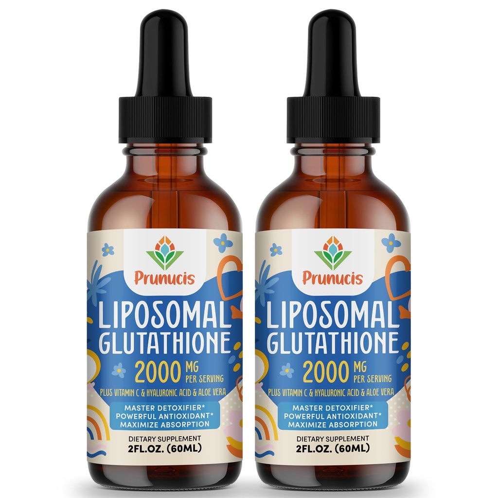 2000MG Glutathione Liquido Liposomico, 98% Assorbimento, Formula attiva L-Glutathione Supplemento, Vegan Friendly, Potente Complesso Antiossidante per Sistema Immune, Difesa Invecchiante, Detox, 4 FL.OZ