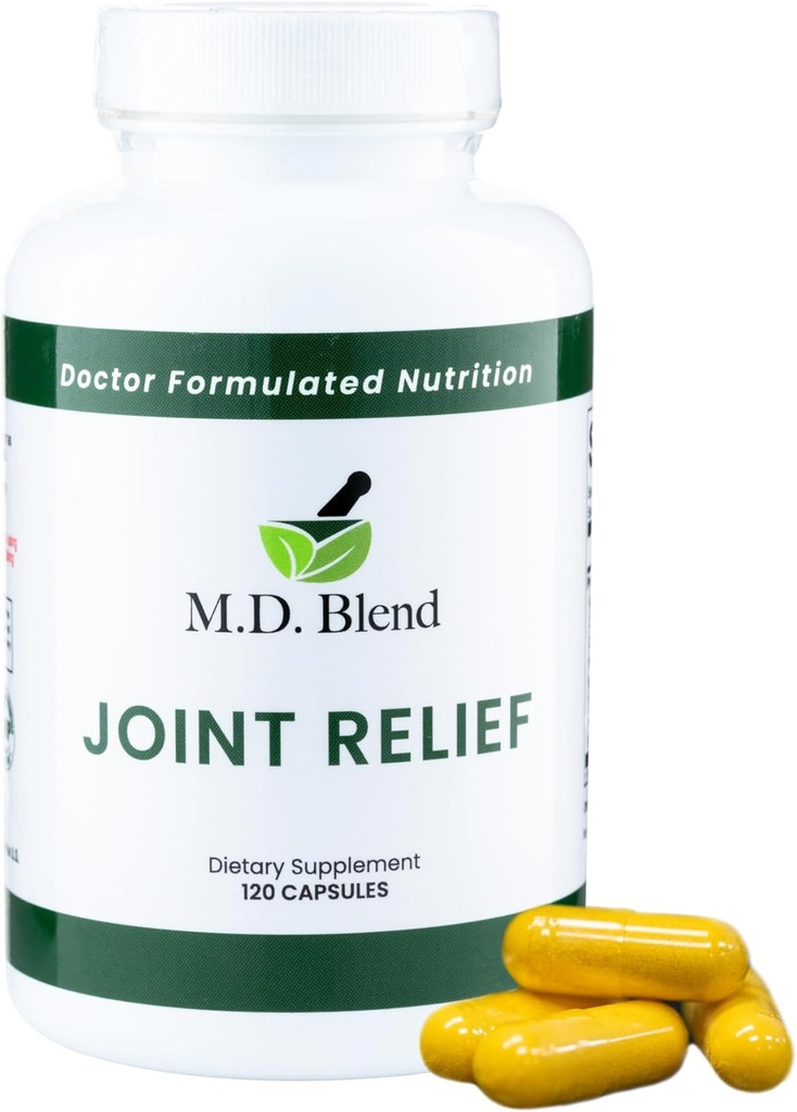 M.D. Joint Relief - Expert Formulated Supplement - Knees, HIPS, Ankles Movement & Mobility - Daily Wellness Blend - Collagen, Hydrolyzed, Glucosamine, BioPerine, Turmeric - 240 Capsule (Pack of 2)