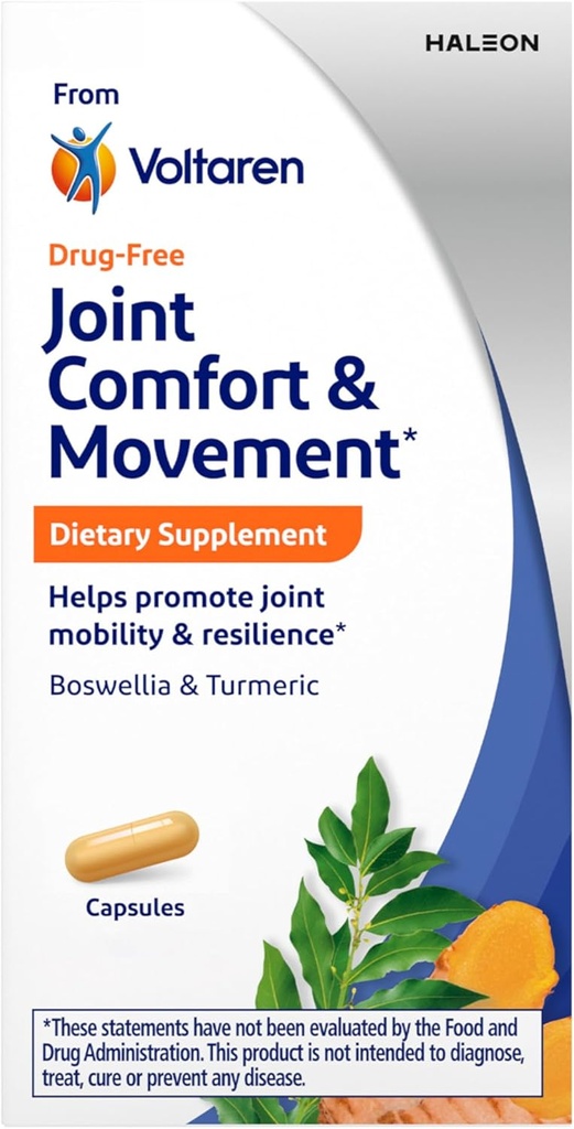 Voltaren Joint Comfort and Movement Integratore alimentare di Voltaren, con Boswellia e Turmeric per Supporto, Movimento e Flessibilità – 30 Conte Boswellia