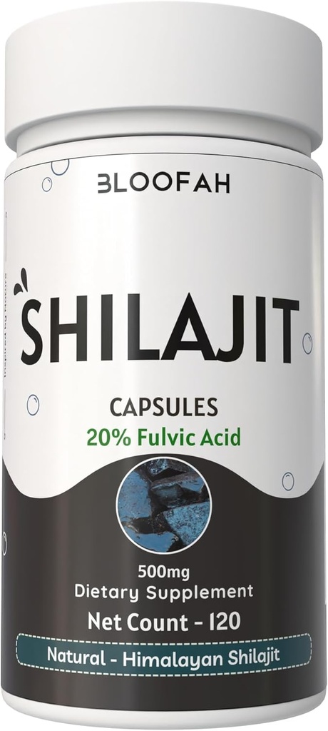 Estratto di Shilajit 500mg | 20% Estratto di asfalto purificato | Integratore naturale di erbe | Non OGM, Senza glutine, GMP-Certified | Facile da ingoiare (120 conteggio (Pack of 1))