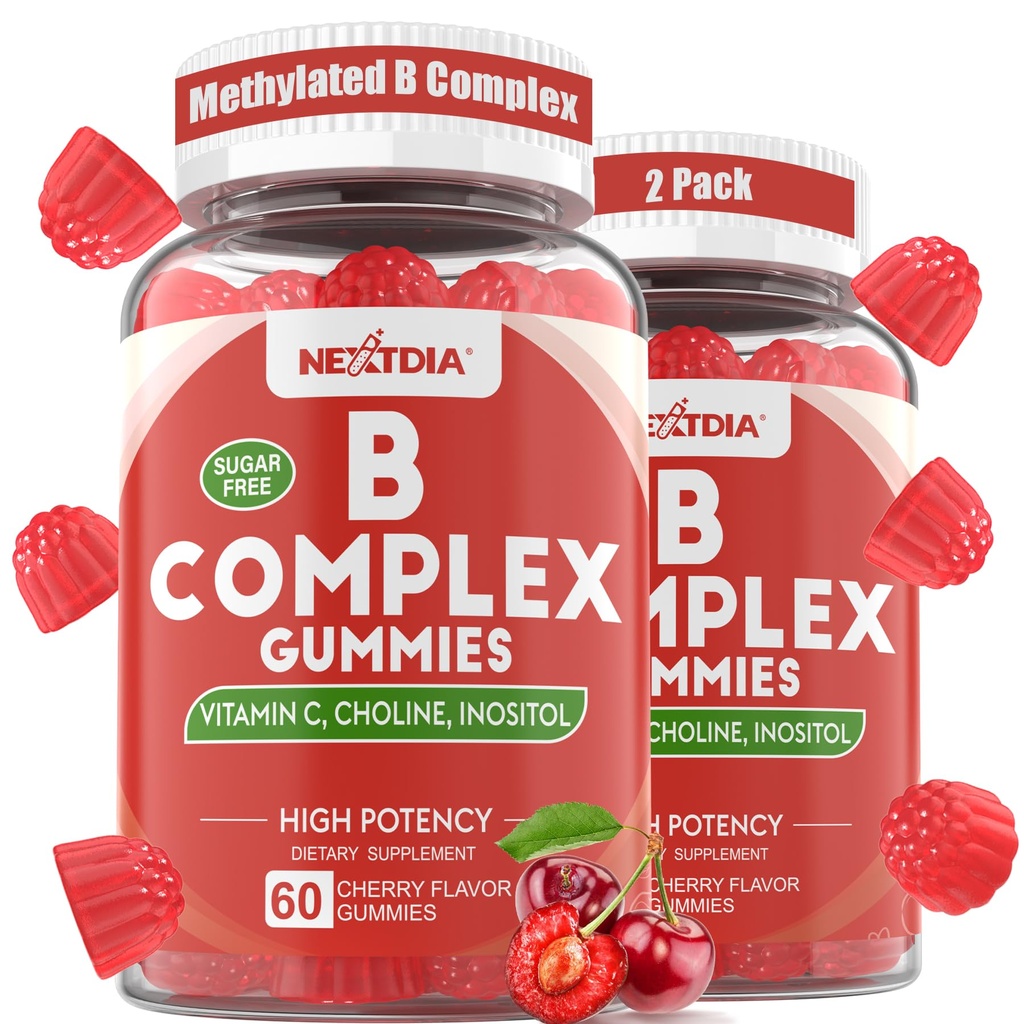 Vitamina B Complex Gummies, Vegan Vitamin B Gummies con 2000 mcg Methyl B12, Methyl Folate | Plus Choline + Inositol, Vitamina C + Zinco per Supporti Energia, Mood, Immune, Capelli sani, Pelle - 120 Cts