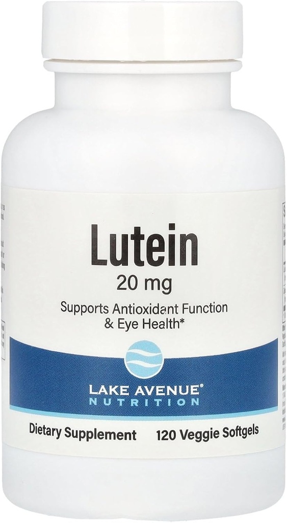 Lake Avenue Lutein - con Lutein & Zeaxanthin da Estratto di Marigold - Supporta l'attività antiossidante e la salute degli occhi - Per vegetariani, Non OGM - 20 mg - 120 Veggie Softgels