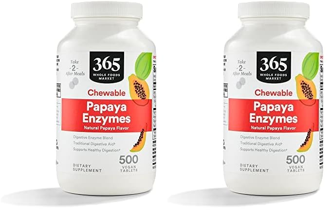 365 da Whole Foods Market, Papaya Enzymes, 500 Chews (Pack of 2)