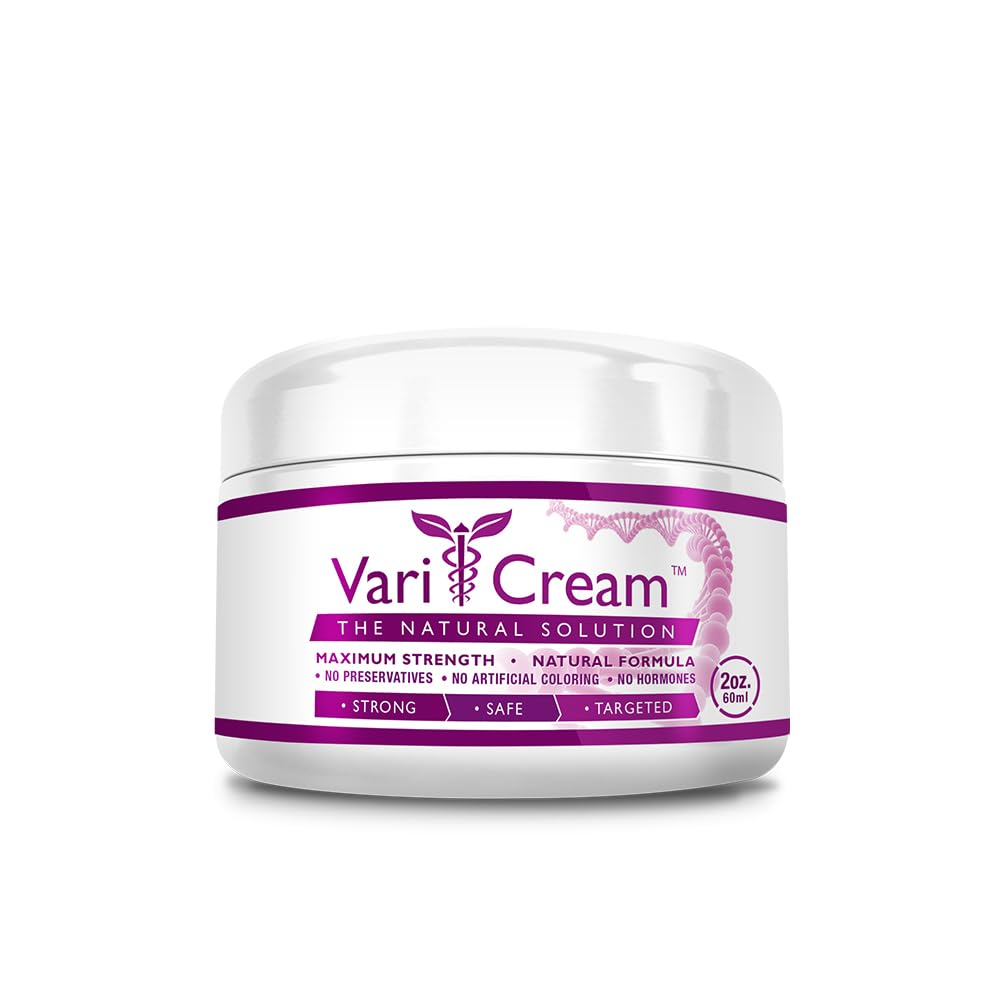 VariCream - Varicose & Spider Veins Cream - Tocopherol Acetate, Broom Butcher, Witch Hazel - 1 Jar - 2 Oz. - Vegan
