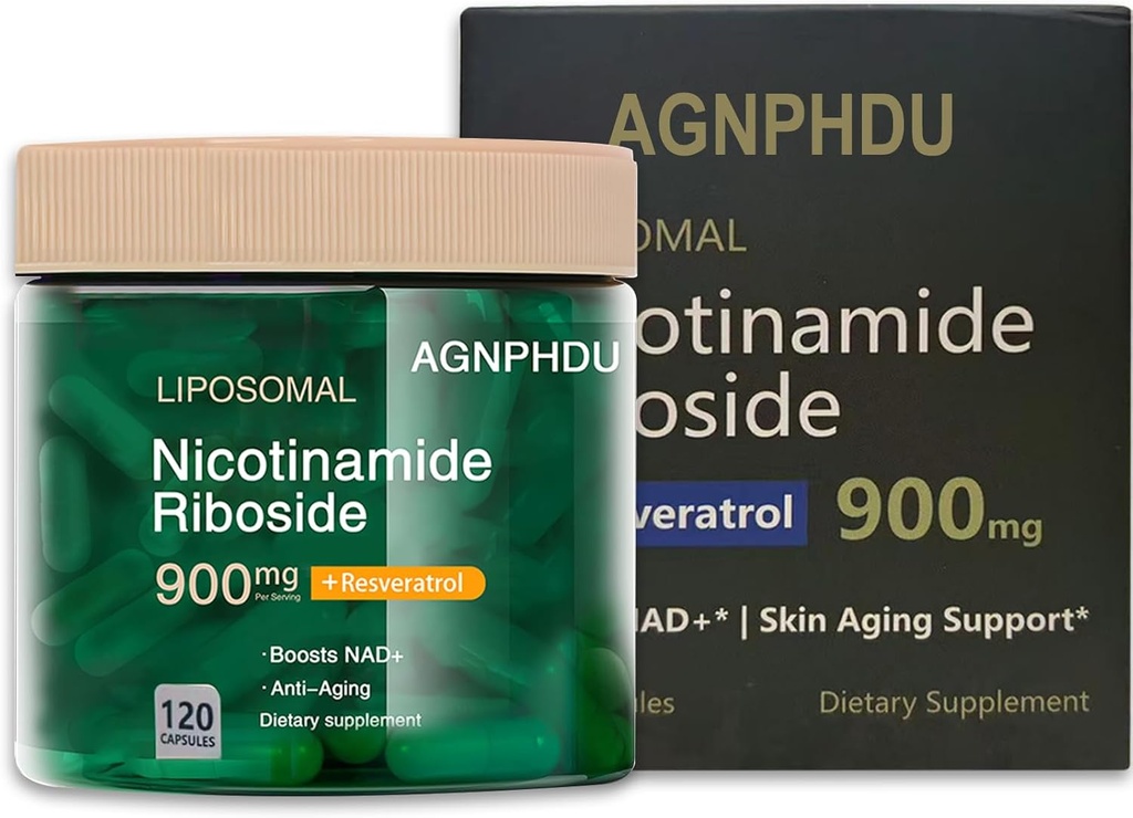 AGNPHDU- Liposomal Nicotinamide Riboside 120 Capsule,Resveratrolo, Quercetina - NAD Supplemento per Anti-invecchiamento, Energia, Focus 900mg Integratore alimentare