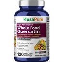 NusaPure Quercetin con Bromelain 500mg |120 Caps Veggie | 43 Frutta Veggie Grain Herbs Enzyme Probiotic Blend | Non OGM, Vegan, Bioperine