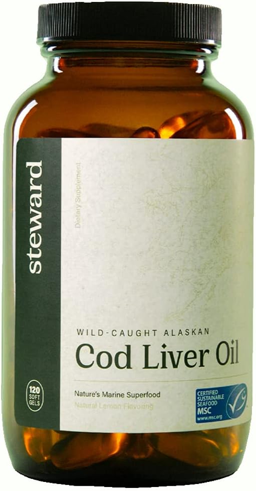 STEWARD - Wild-Caught Alaskan Cod Liver Oil 120 Softgels | Omega-3 EPA, DHA, DPA e SPMs + Vitamine naturali A & D