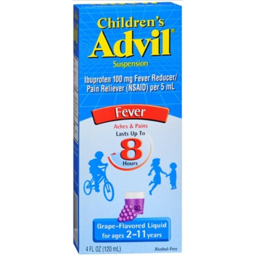 Advil Liquid Pain Relief Medicine e Fever Riduttore, 100 Mg Ibuprofene per bambini per età 2-11, Uva - 4 Fl Oz