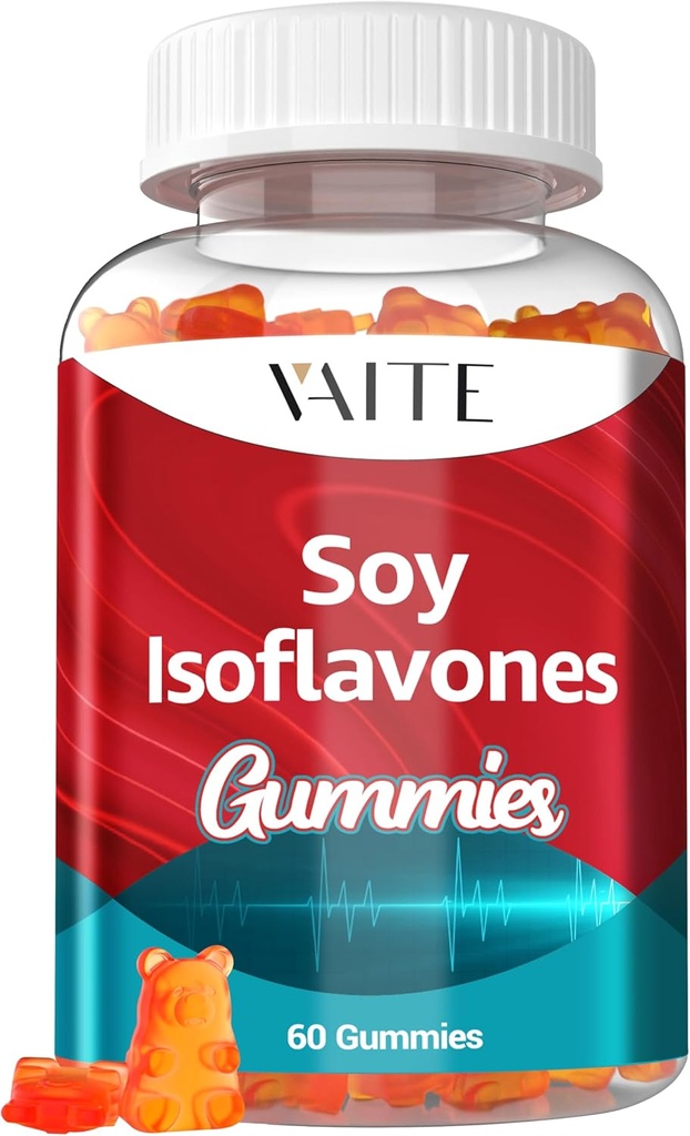 Soia Isoflavones supplemento per le donne – Phytoestrogens non OGM per il sollievo di menopausa, Flash caldi, equilibrio ormonale, Genistein, Soia con isoflavoni, Bone Health Support – 60 Vegan Chewable Gummies