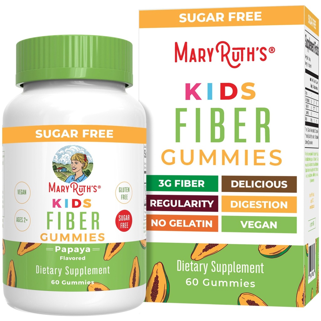 MaryRuth Organics Fiber Gummies for Kids | 2 mesi di alimentazione | Sugar Free | Soluble Fiber Supplement | Gut Health & Digestion Support | 3g Fiber per Gummy | Vegan | 60 Count