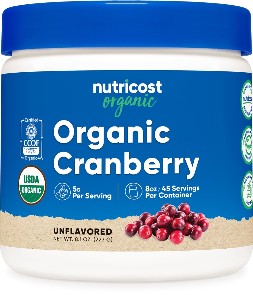Polvere di mirtillo organico di Nutricost, 8 oz, 5G per porzione - Non OGM, senza glutine