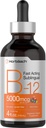 Horbaach B12 Vitamina 5000 mcg Sublingual | 4 Fl Oz | come Methylcobalamin e Cyanocobalamin | Liquid Vegetarian Drops | Berry Flavor | Non-GMO & Gluten