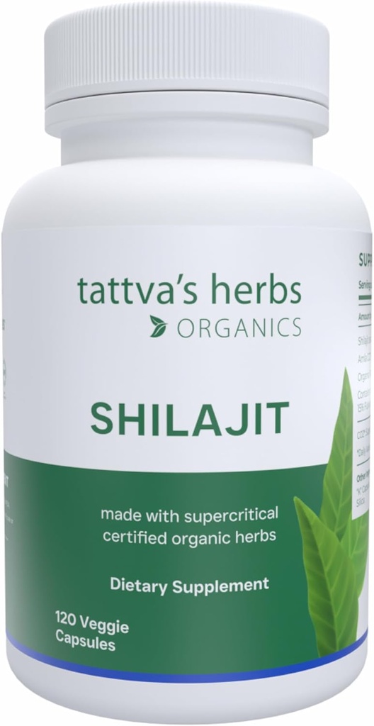 Integratore di erbe Shilajit di Tattva, Shilajit per uomini e donne, capsule di Shilajit dell'Himalaya, estratto di Shilajit, 1 confezione, 120 conte, 25 anni di servizio Premium