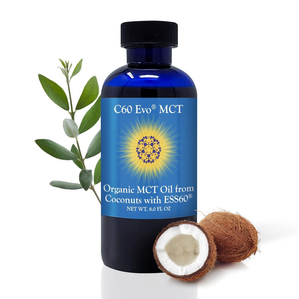 Olio MCT da Coconuts con C60 ESS60, Supporto Immune, Sostegno Sonno Ricco di Antiossidanti, Flessibilità e Supporto Congiunto Supplemento, Promuove MCT Benessere per Energy Boost, 8 oz